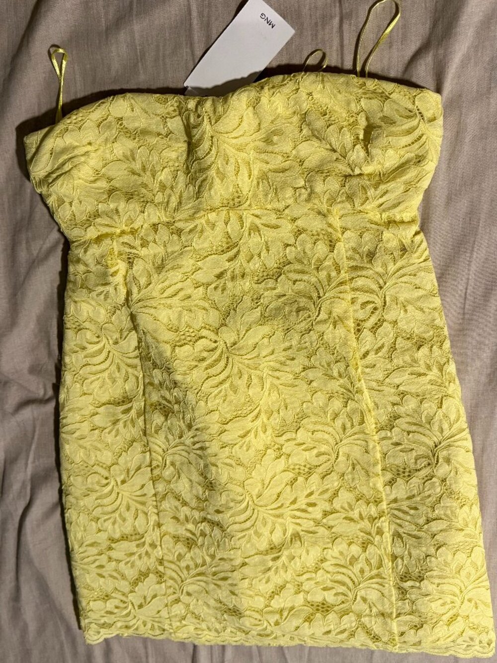 Mango (MNG) yellow lace mini dress